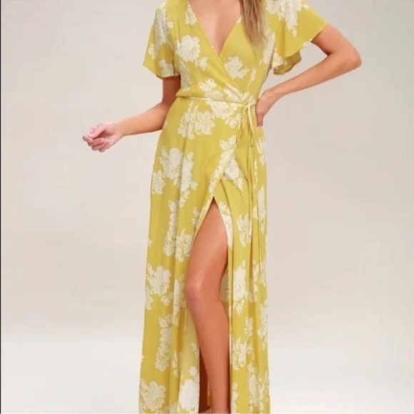 LULU’S Heart of Marigold Wrap‎ flowy Maxi Dress - Picture 3 of 8